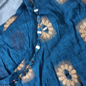 Blue Kurti Straight Kurta Size Medium