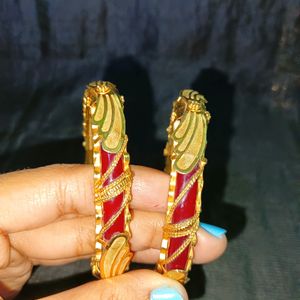 Gold plated Red Pola Bangles