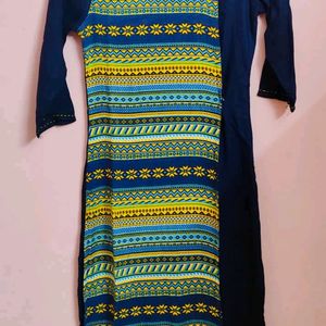 Blue And Yellow Design Avaasa Kurti