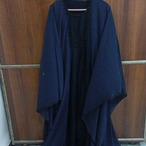 Modesty Navy Blue And Black Kaftan Abaya