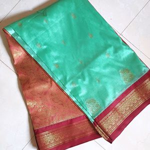 💥🆕️ Pista-Maroon Saree