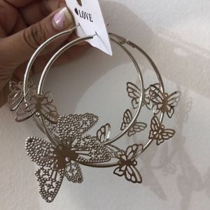 Butterfly Round Hoop Earrings