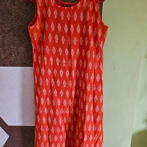 Orange Sleeveless Kurti