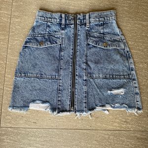 Bershka High Waisted Denim Skirt