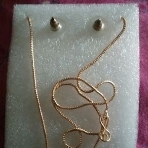 70₹ Me Diamond Gold Chain Neckless And Earing