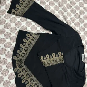 Black Top With Golden Embroidery