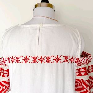 Vintage Palestinian Embroidered White Dress