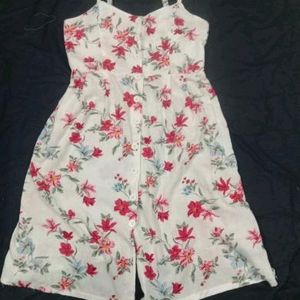 White Mini Sundress With Red Floral Designs