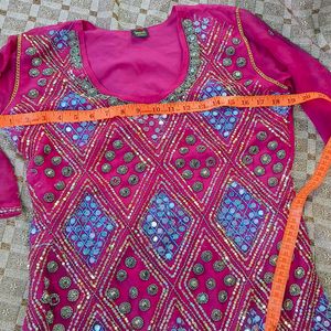 Georgette Kurta Full Front Work