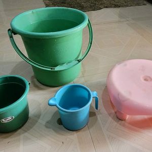 4 Set Bucket 2 🪣 & bathstand & Mug