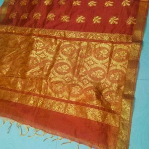 Orange Colour Shinning Organza Saree