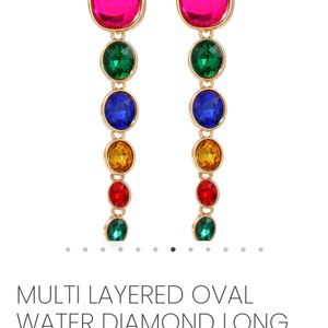 Multicoloured AD Studded Waterfall Earrings