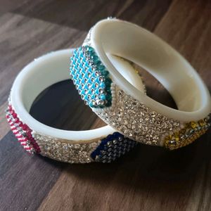 White Multicolour Bangles