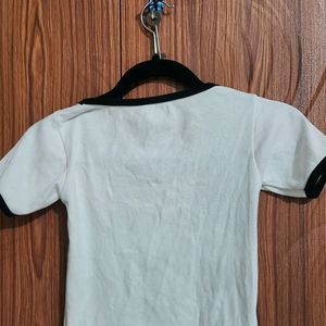 White Solid Square Neck  Top