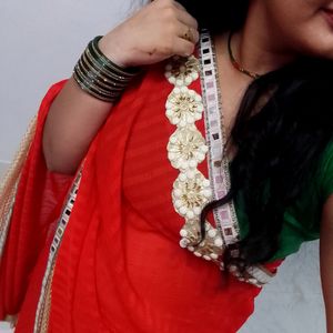 Women red Saree