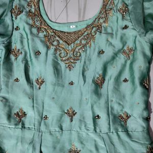 Pista Green Stone Work Churidar Party Wear