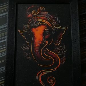 Ganesh Ji Wall Potrait Hanger Sparkling Background