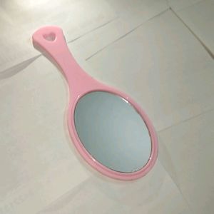 Mirror With Handle In Pink Colour
