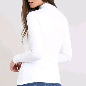 Women's White High Neck Top