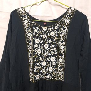 Embroidery Work Short Kurti Peplum Women Top Tunic