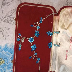 Blue Floral Jewellery Set