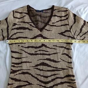 Animal Print Sweater Three Quarter Sleeves