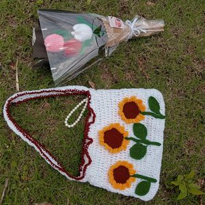 Comb Of Crochet Sunflower 🌻 Bag&Tulip Bouquet🌷