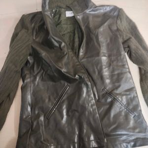 Fancy Leather And Wool Jacket For Women