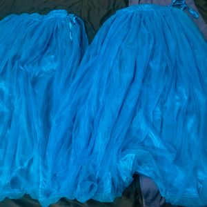 2 Gorgeous Blue Net Skirts For Sale