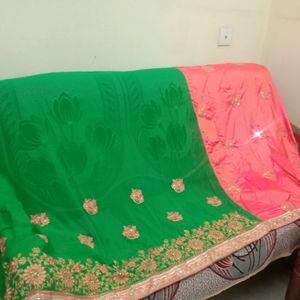 Two Colour Embroidery Saree