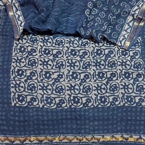 Indigo Cotton Kota Doria Saree 🔷🔹🔷🔹🔷