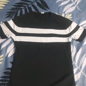 Black T Shirt With White Lineing