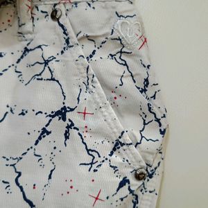 White Patterned Capri For Boys