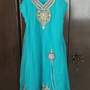 Blue Anaarkali Dress