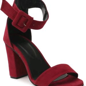 Velvet Red Heels Sandals