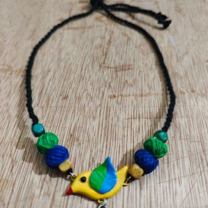 Brand New Clay Bird Necklace With Earring