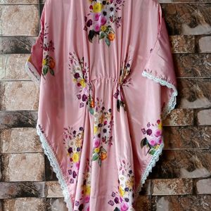 Flower Print Rich Kaftan Free Size