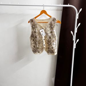 New Beige Crochet Vest Top