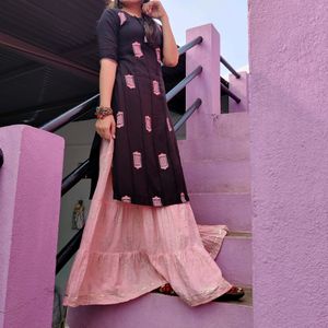 Cotton Kurti With Skirt Set