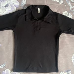 Black Polo Top Women