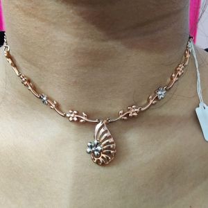 Pure Silver Necklace Rose Gold Colour