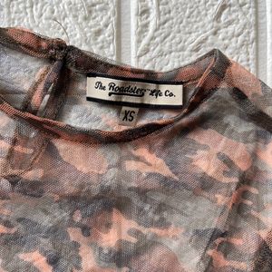 Military print mesh top