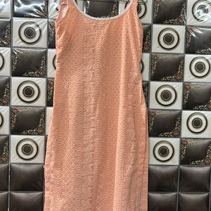 Chikankari Peach Color Kurti