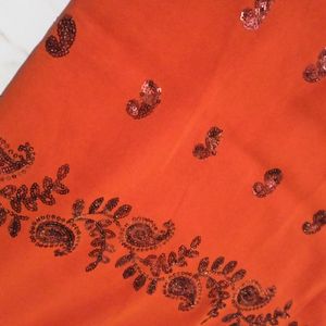 Orange Sequence Saree