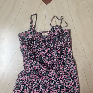 Front Slit Floral Dress