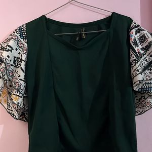 Green Colour Top For Party Wear