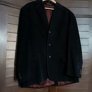 Fine Tailor Fully Stitched Men Black Blazer