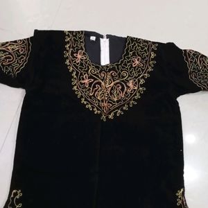 Embroidery Black Top For Kids