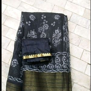 New Beautiful Saree With Blouse Pc