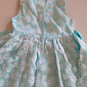 Beautiful Cyan Floral Kids Frock